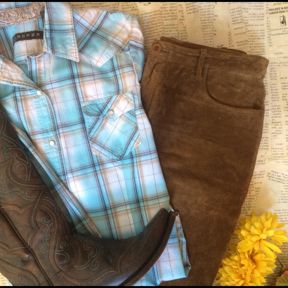 Roper Western 3/4 sleeve button down shirt -size M